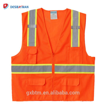 Topógrafos Hi Vis Work cintura ANSI High Visibility Chaleco Reflectante de Seguridad Chaqueta Trabajo Nocturno